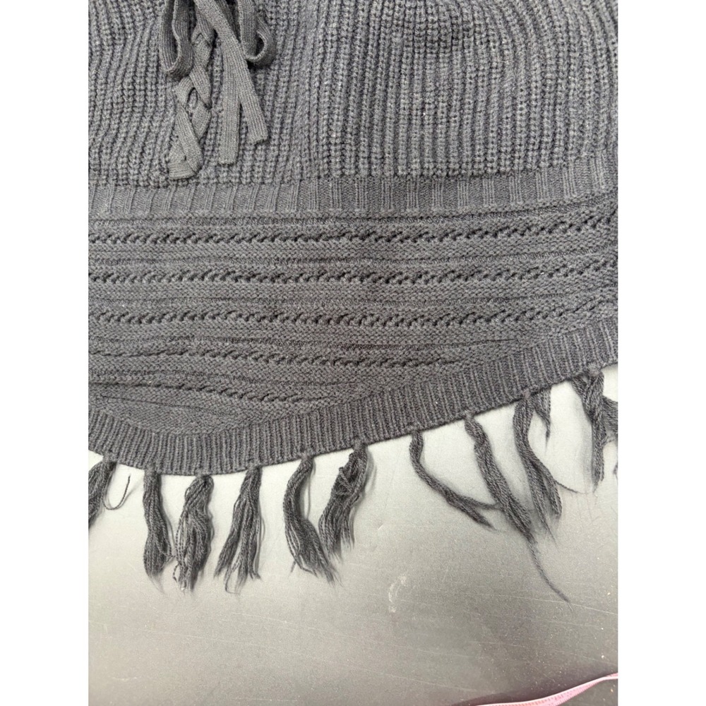 No Boundaries Womens Black Knit Fringe Crop Top Lace Up Cami XXL 19 - Picture 4 of 5